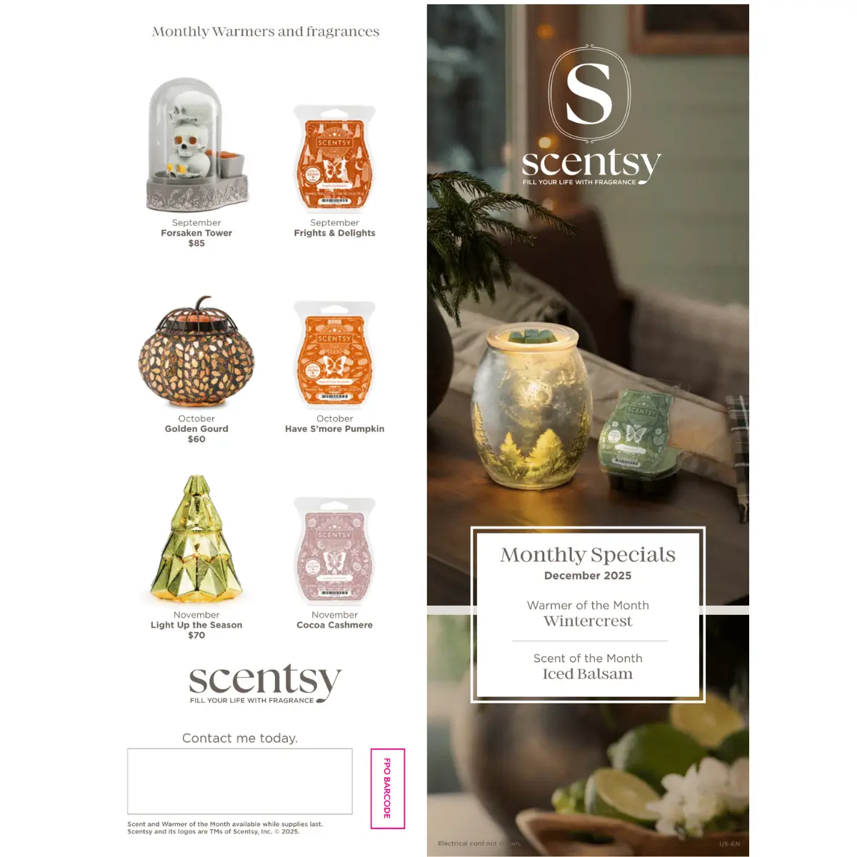 Scentsy December 2025 Warmer of the Month | Winter Crest & Iced Balsam