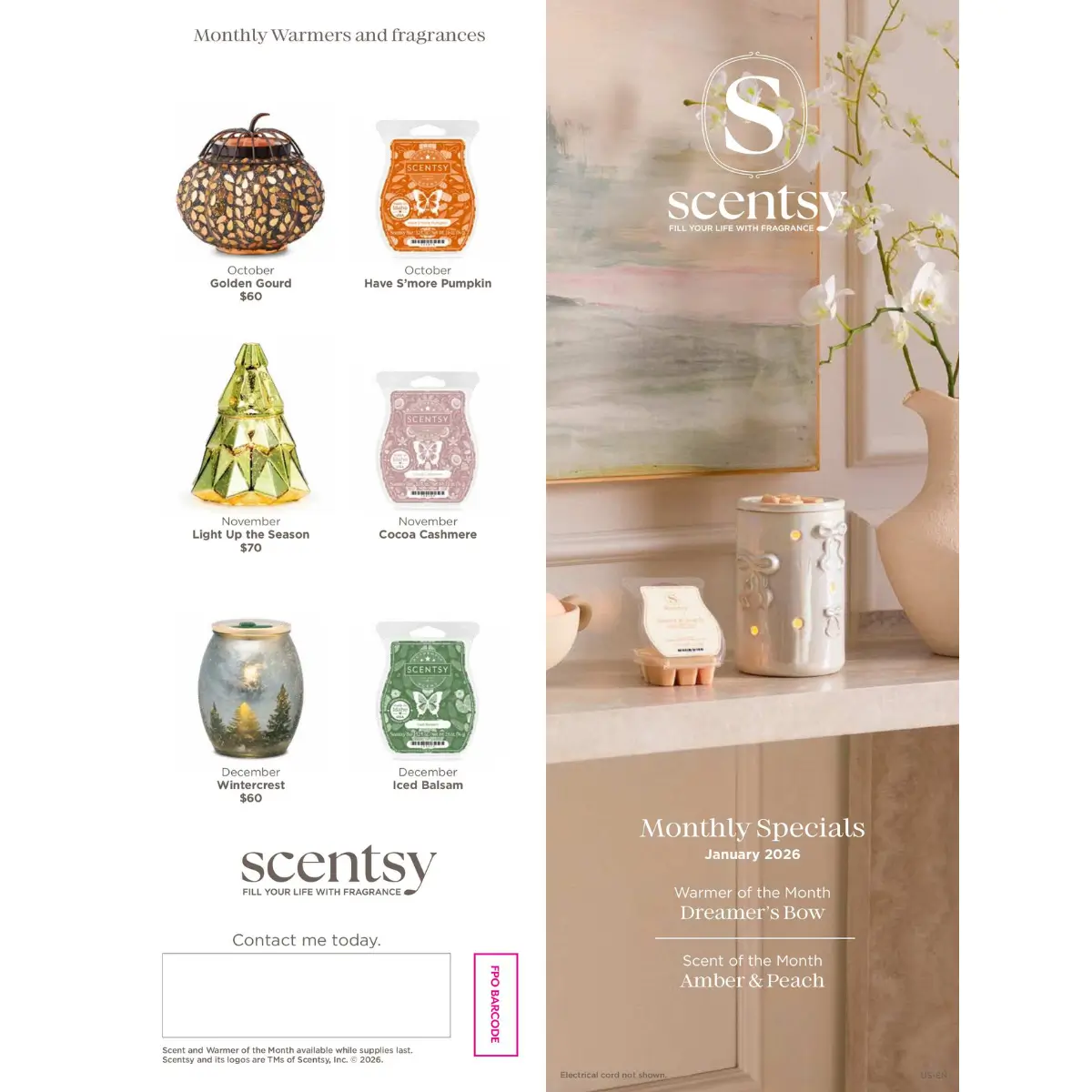 Scentsy January 2026 Warmer Of The Month - Dreamer'S Bow + Amber &Amp; Peach Scentsy January 2026 Warmer of the Month - Dreamer's Bow + Amber & Peach