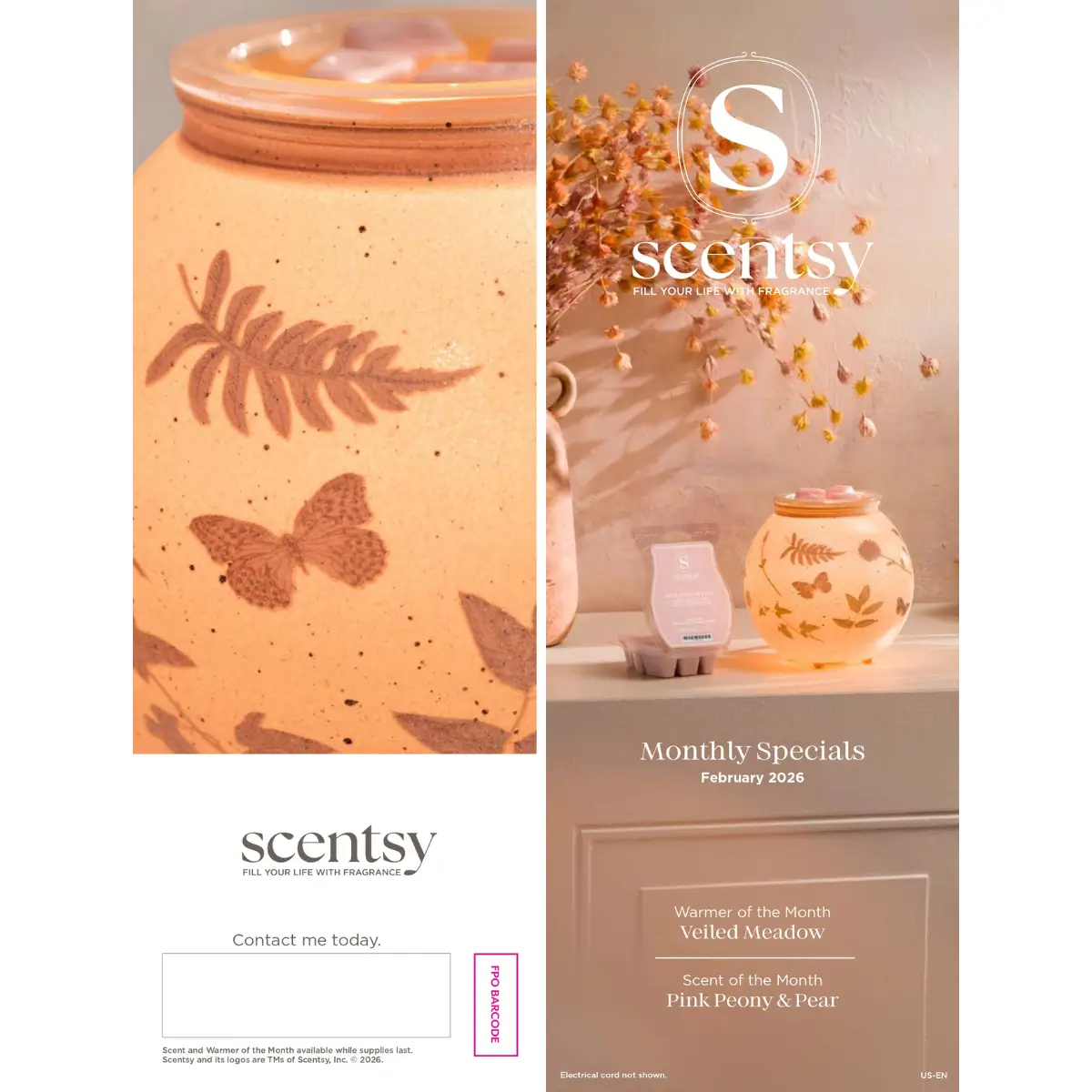 Scentsy February 2026 Warmer Of The Month - Veiled Meadow + Pink Peony &Amp; Pear Scentsy February 2026 Warmer of the Month - Veiled Meadow + Pink Peony & Pear