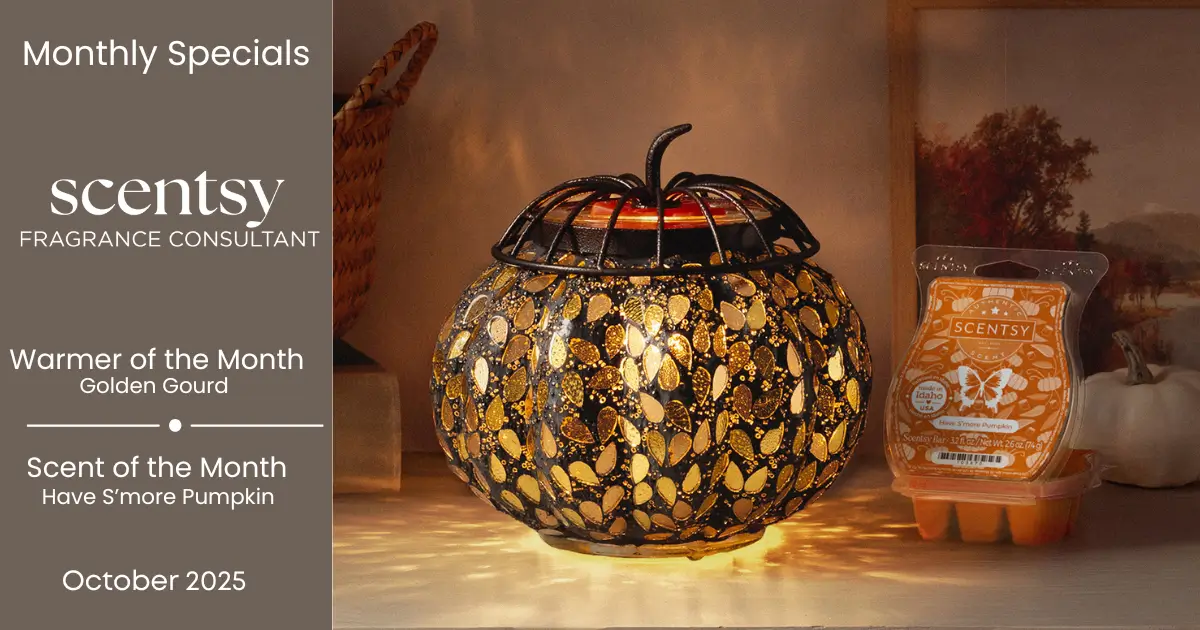 Scentsy October 2025 Warmer of the Month | Golden Gourd + Have S'more Pumpkin