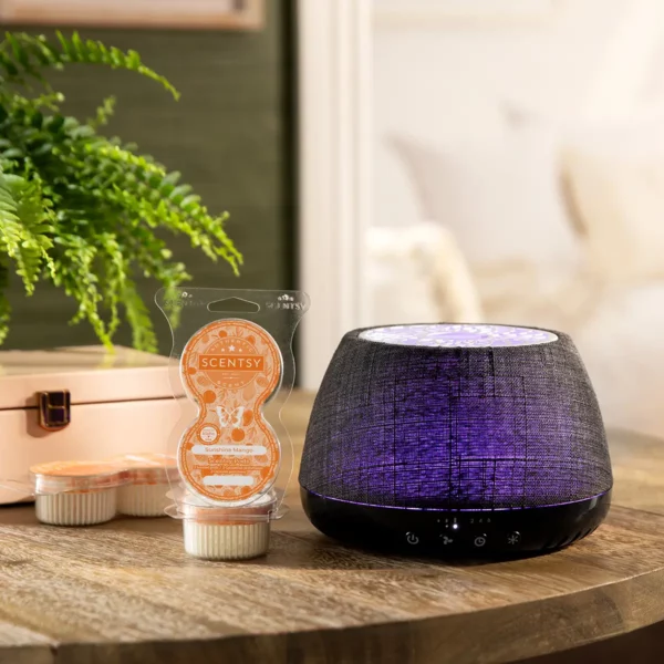 Scentsy Air Quad Large Fan Diffuser - Black Crosshatch + 2 Pods