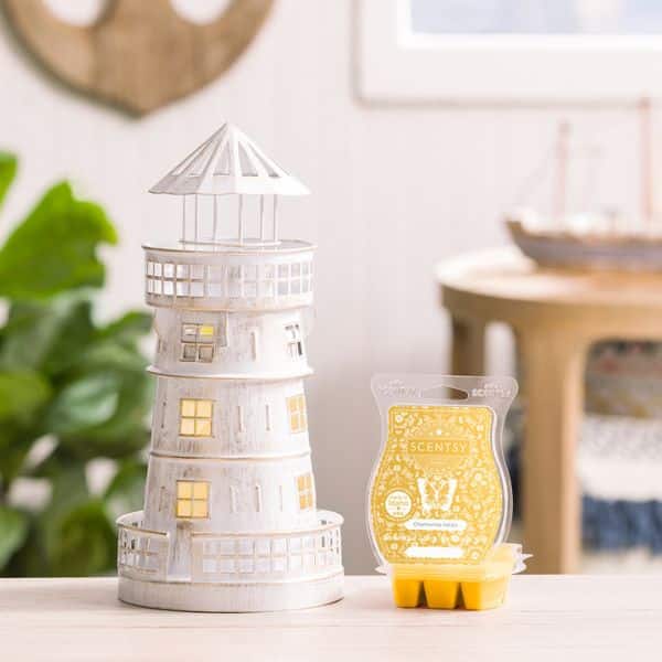Scentsy April 2023 Warmer &Amp; Scent Of The Month | Light Your Way Lighthouse + Chamomile Petals 2 5
