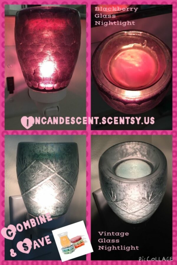 Incandescent.Scentsy.us / Combine & Save / Perfect Scentsy Nightlights: Blackberry & Vintage Glass