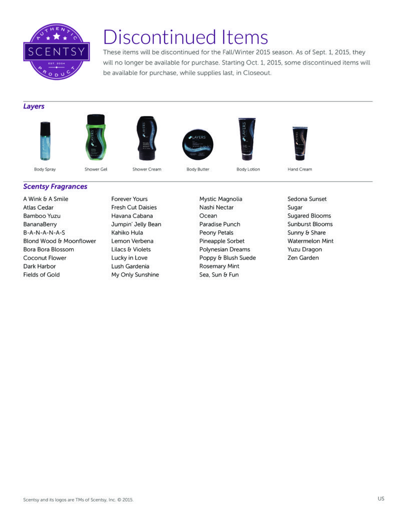 Discontinued Items Scentsy Fall Winter 2015