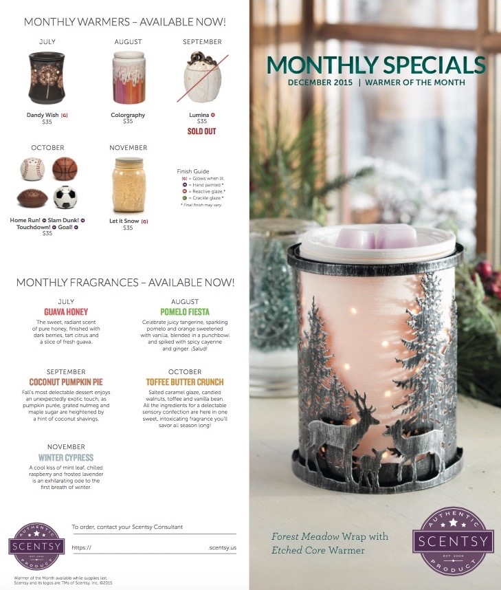 Scentsy December 2015 Warmer of the Month - Forest Meadow