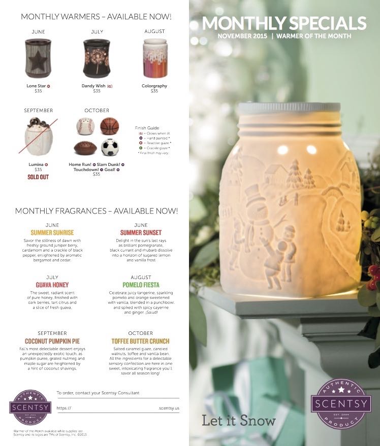 Scentsy November 2015 Warmer of the Month - Let it Snow