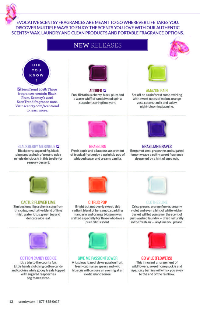 SCENTSY SPRING SUMMER 2016 ~ NEW RELEASES SCENTSY FRAGRANCE LIST