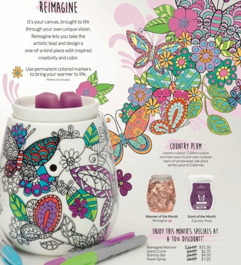 SCENTSY APRIL 2016 WARMER & SCENT OF THE MONTH. REIMAGINE WARMER & COUNTRY PLUM FRAGRANCE.