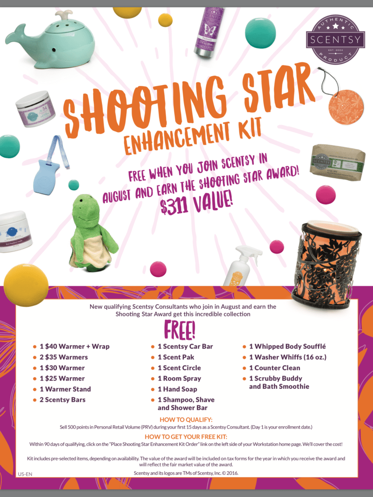 SCENTSY SHOOTING STAR KIT AUGUST 2016