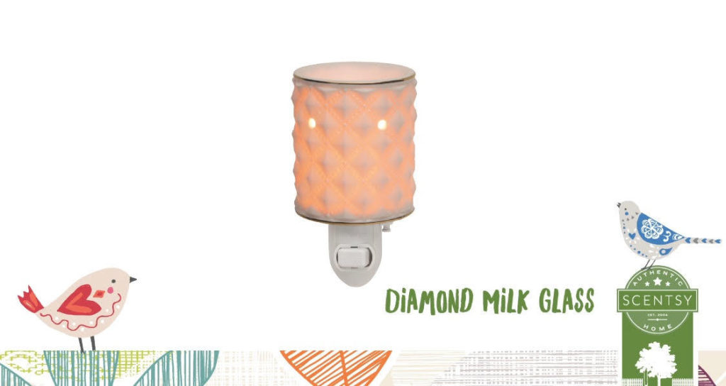 DIAMOND MILK GLASS SCENTSY NIGHTLIGHT WARMER