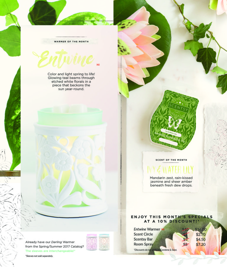 SCENTSY APRIL 2017 WARMER AND SCENT OF THE MONTH ~ ENTWINE SCENTSY WARMER & IVY & WATER LILY FRAGRANCE