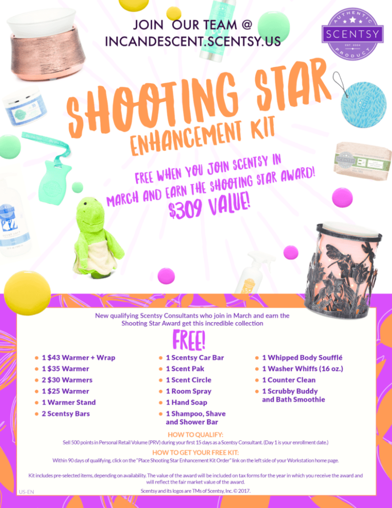 JOIN SCENTSY MARCH 2017, EARN THE SHOOTING STAR KIT FOR FREE*