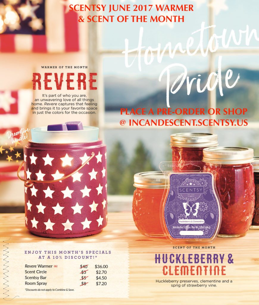 SCENTSY JUNE 2017 WARMER AND SCENT OF THE MONTH ~ REVERE SCENTSY WARMER & HUCKLEBERRY & CLEMENTINE