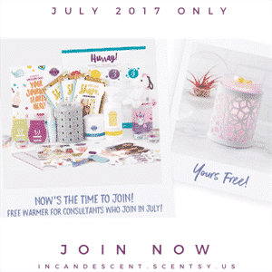 JOIN SCENTSY JULY 2017 FREE DARLING WARMER