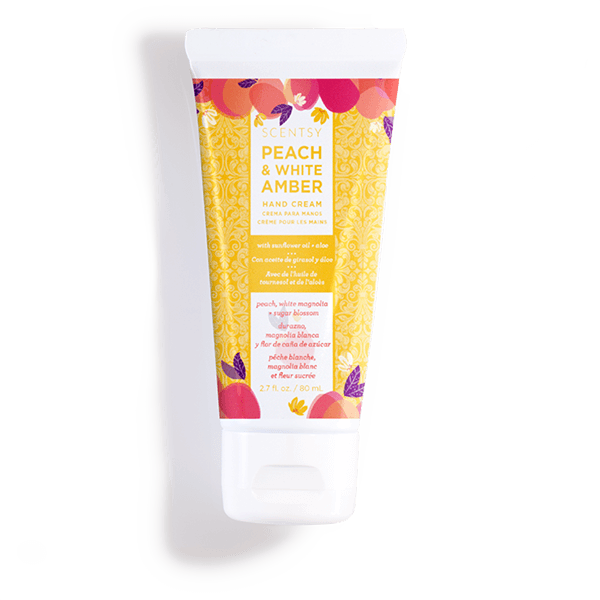 PEACH AND WHITE AMBER SCENTSY HAND CREAM