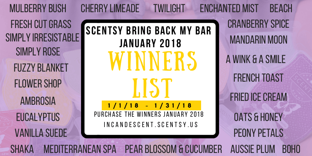 SCENTSY BRING BACK MY BAR JANUARY 2018 SCENTS