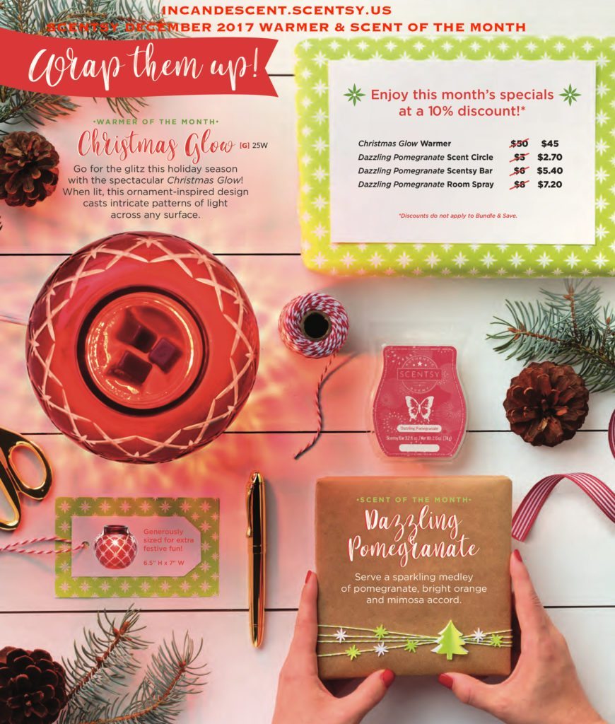 SCENTSY NOVEMBER 2017 WARMER & SCENT OF THE MONTH ~ CHRISTMAS GLOW SCENTSY WARMER & DAZZLING POMEGRANATE FRAGRANCE