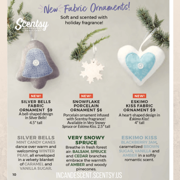 SCENTSY ESKIMO KISS HEART FABRIC SCENTSY ORNAMENT