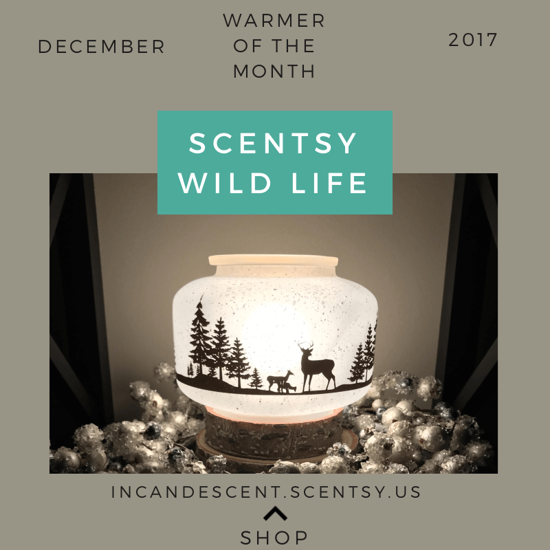 SCENTSY DECEMBER 2017 WARMER & SCENT OF THE MONTH - WILDLIFE LAMPSHADE SCENTSY WARMER & SCARLET WOODS