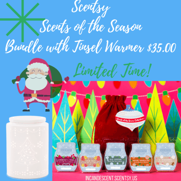 NEW! SCENTSY SCENTS OF THE SEASON 2017 COLLECTION AND TINSEL SCENTSY WARMER BUNDLE