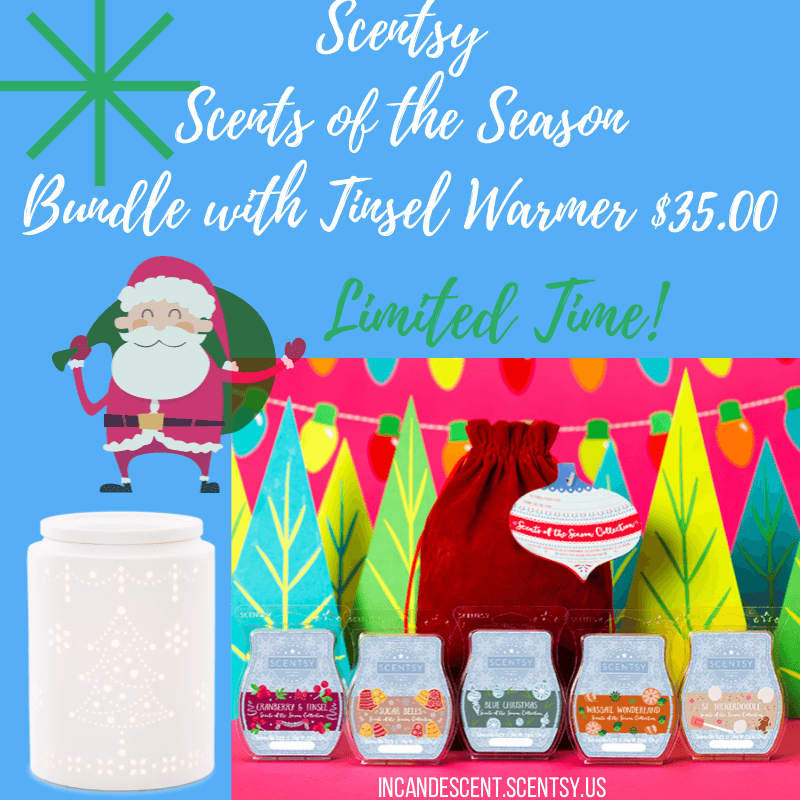 NEW! SCENTSY SCENTS OF THE SEASON 2017 COLLECTION AND TINSEL SCENTSY WARMER BUNDLE