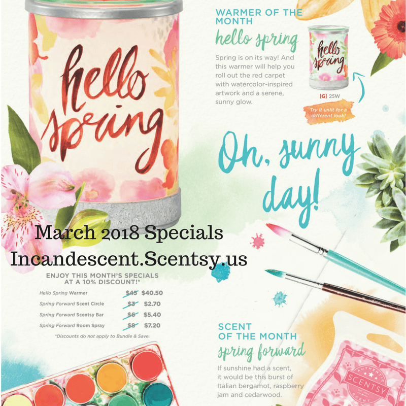 SCENTSY MARCH 2018 WARMER & SCENT OF THE MONTH - HELLO SPRING SCENTSY WARMER & SPRING FORWARD FRAGRANCE