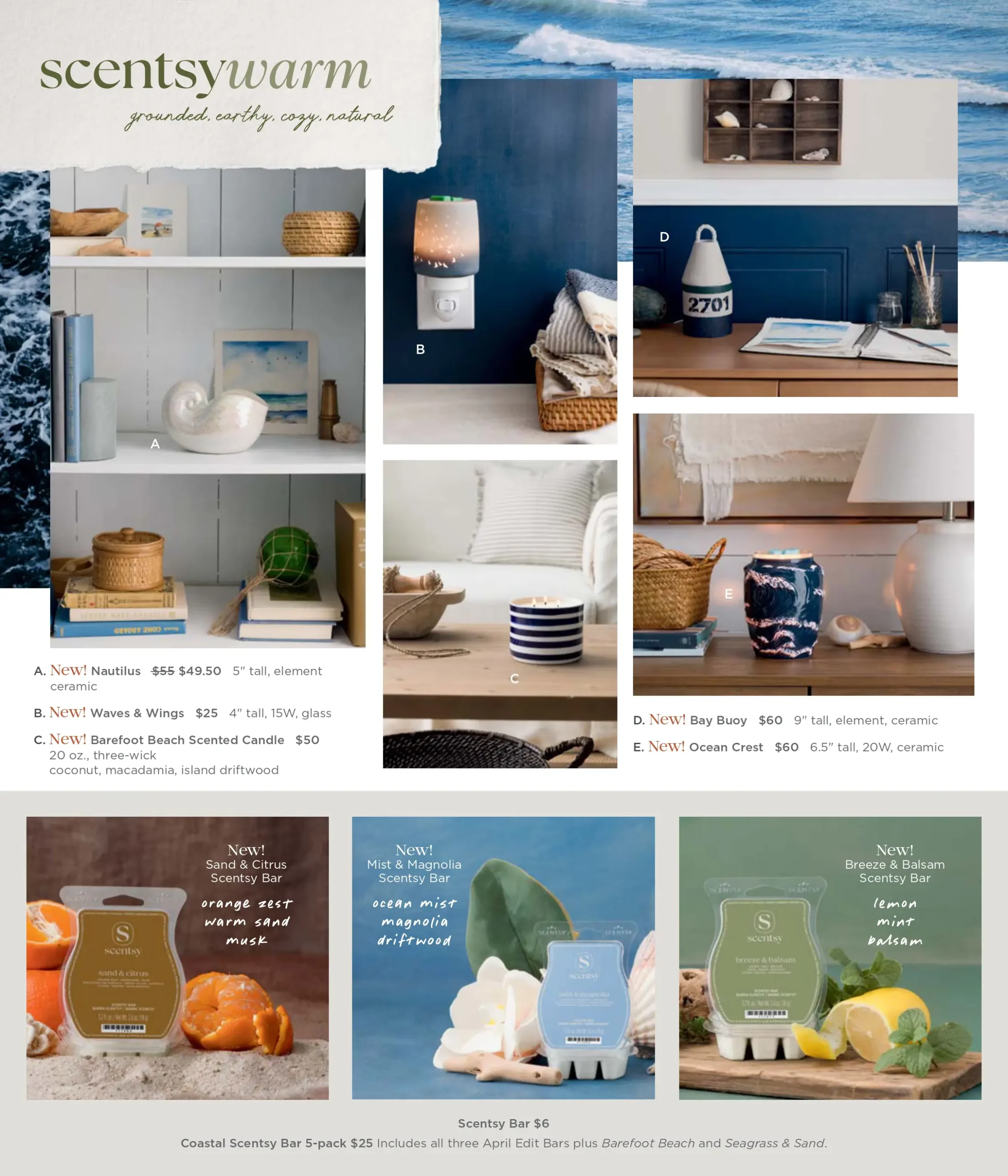 Scentsy April 2026 Monthly Edit: Coastal Collection Warmer &Amp; Scents Scentsy April 2026 Monthly Edit: Coastal Collection Warmer & Scents