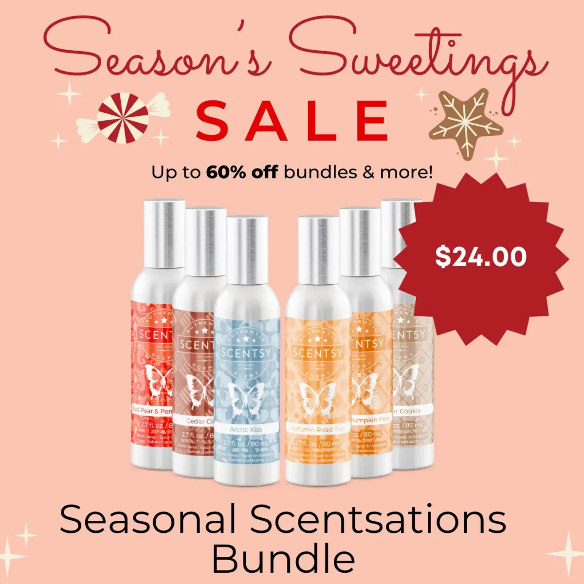 Seasonal Scentsations Scentsy Room Spray Bundle | Season's Sweetings Sale