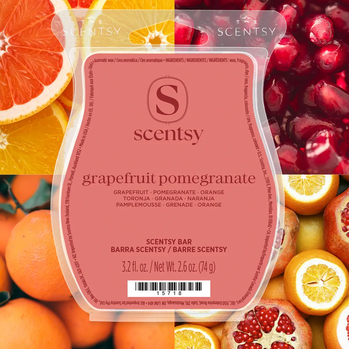 4 (45) Grapefruit Pomegranate Scentsy Wax Bar - May 2026 BBMB