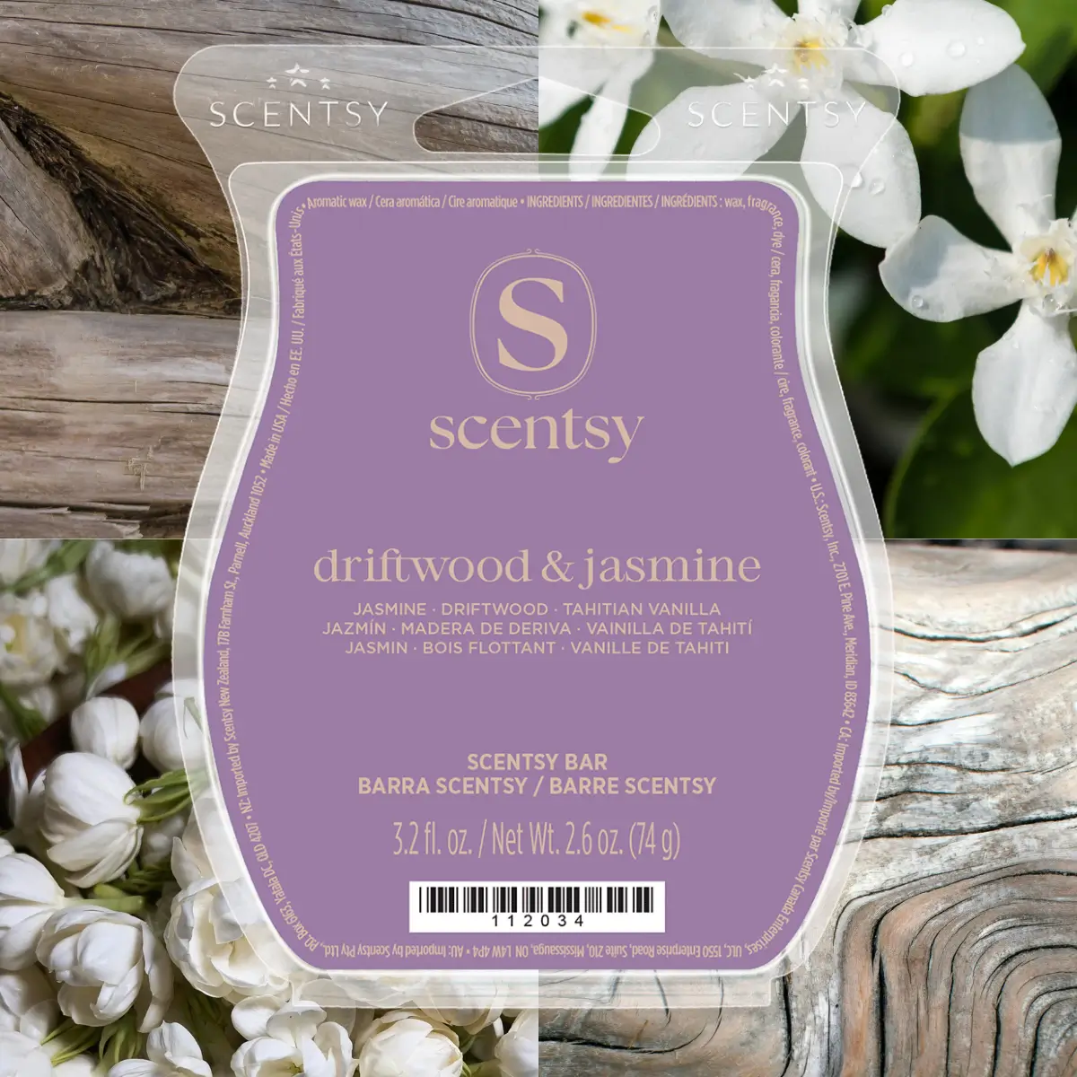4 (48) Driftwood & Jasmine Scentsy Wax Bar - June 2026 BBMB
