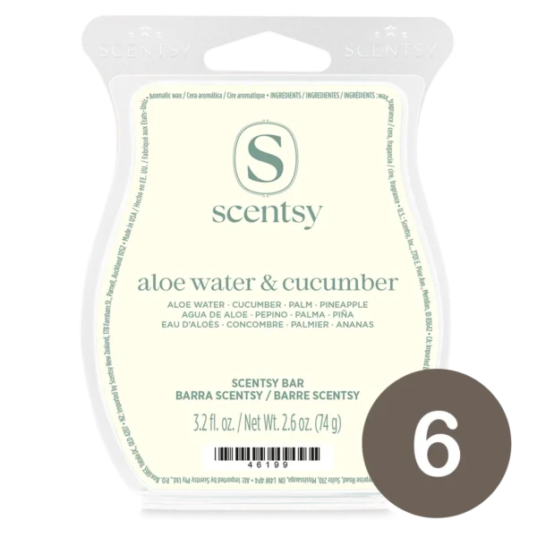 Aloe Water & Cucumber Scentsy 6 Wax Bar Bundle