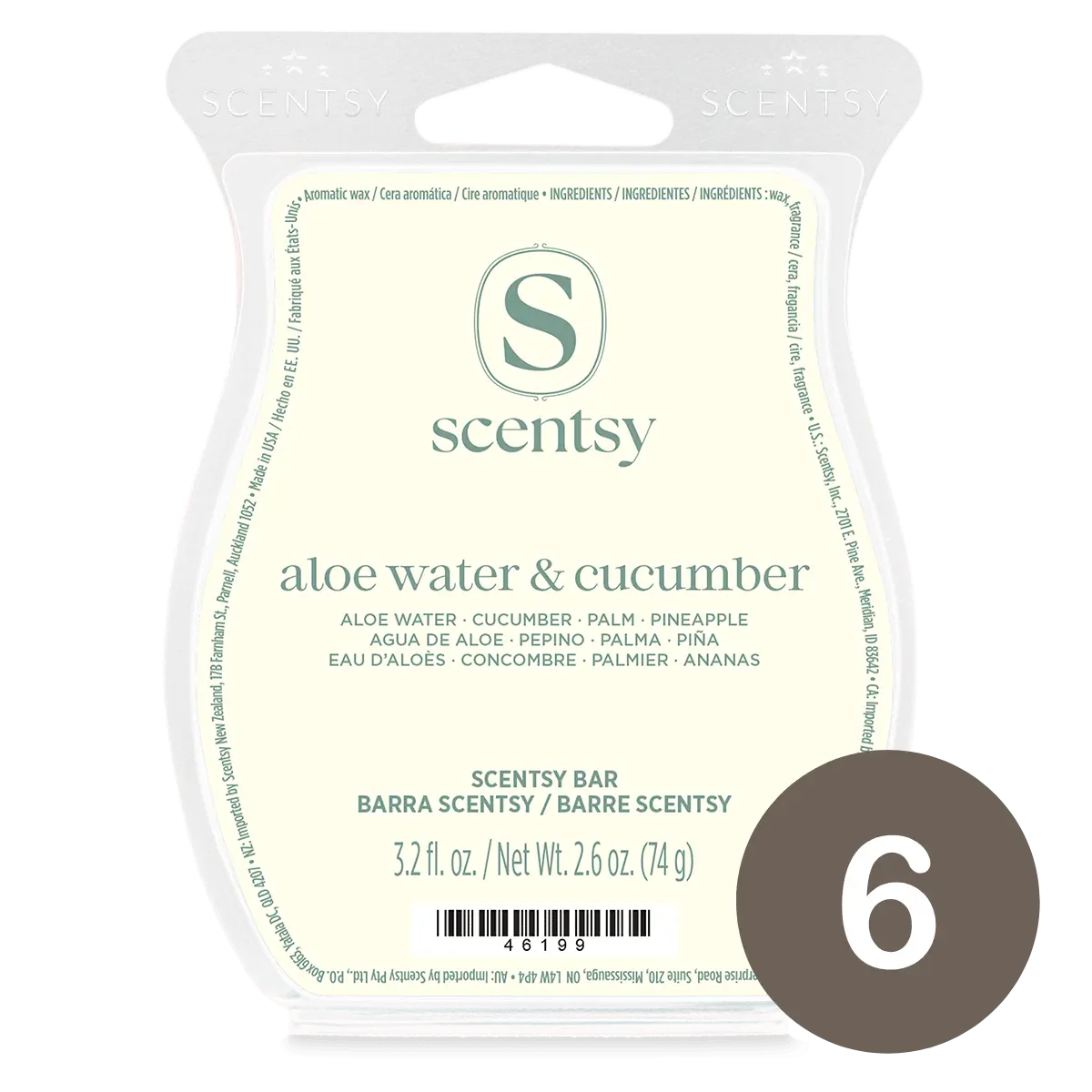 Aloe Water & Cucumber Scentsy 6 Wax Bar Bundle