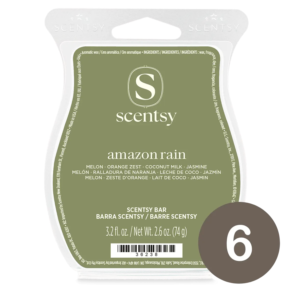 Amazon Rain 6 Scentsy Wax Bar Bundle