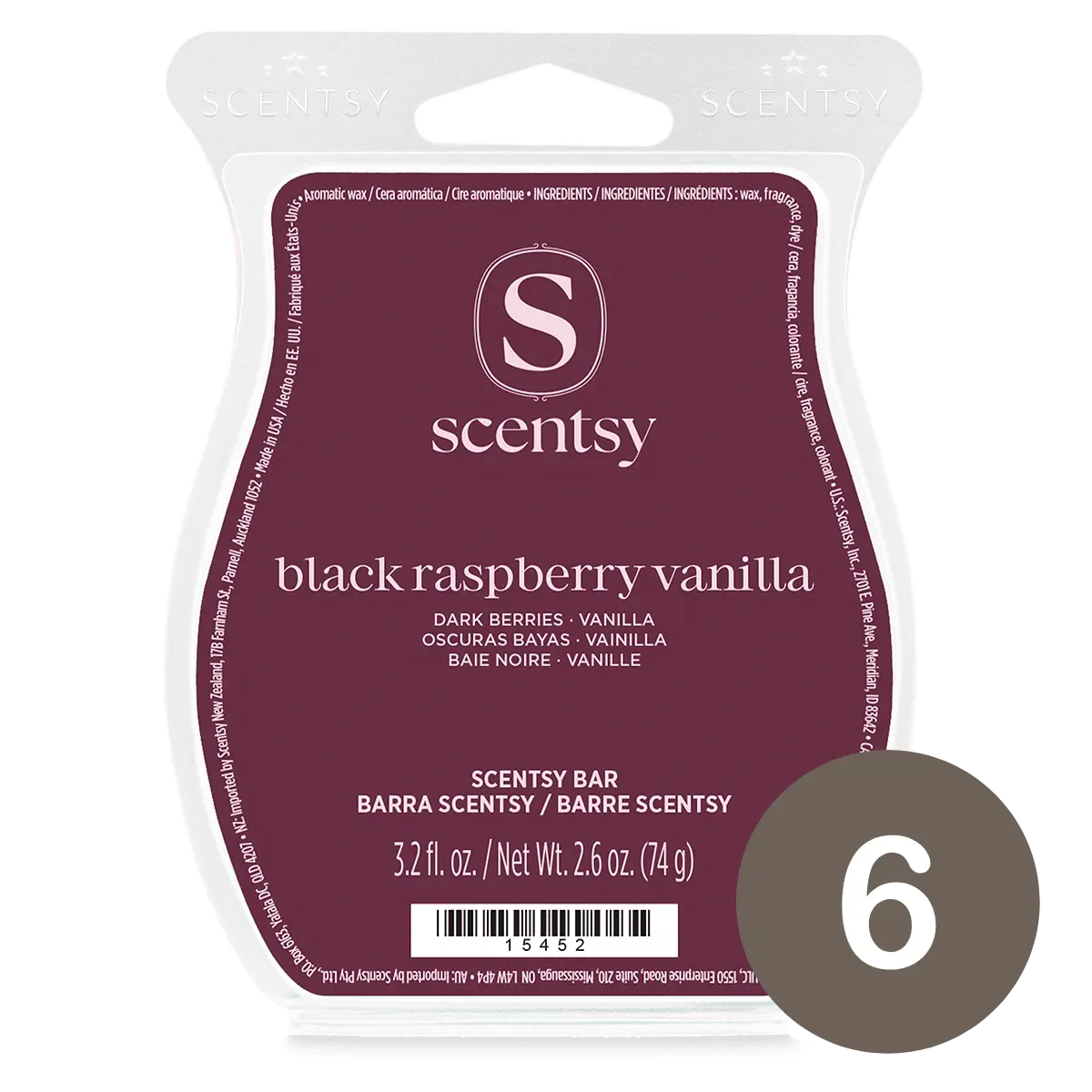 Black Raspberry Vanilla Scentsy 6 Wax Bar Bundle