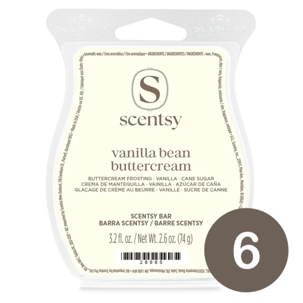 Vanilla Bean Buttercream 6 Scentsy Wax Bar Bundle