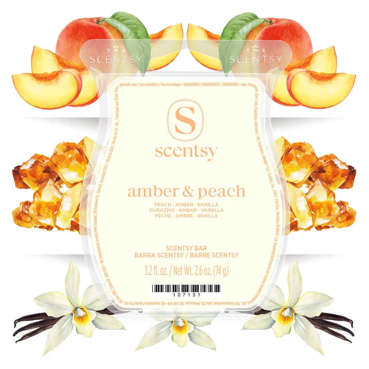 Amber &Amp; Peach Scentsy Bar - Stylized Amber & Peach Scentsy Wax Bar - January 2026