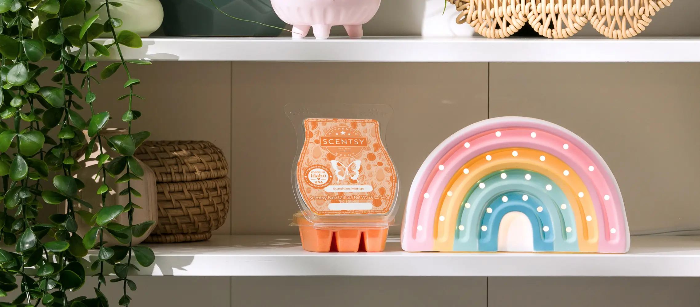 Scentsy April 2024 Warmer & Scent of the Month - Rainbow Warmer + Sunshine Mango