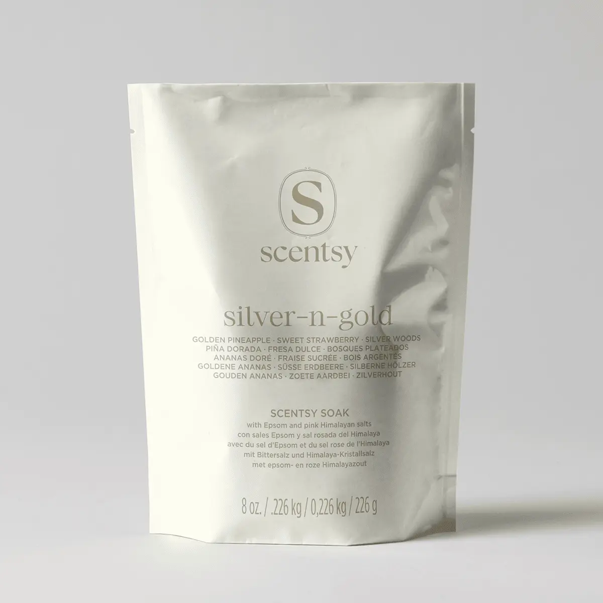 BODYScentsySoakSilverNGoldPACKSHOTRA2026PWS_highres Silver-N-Gold Scentsy One Time Use Bath Soak
