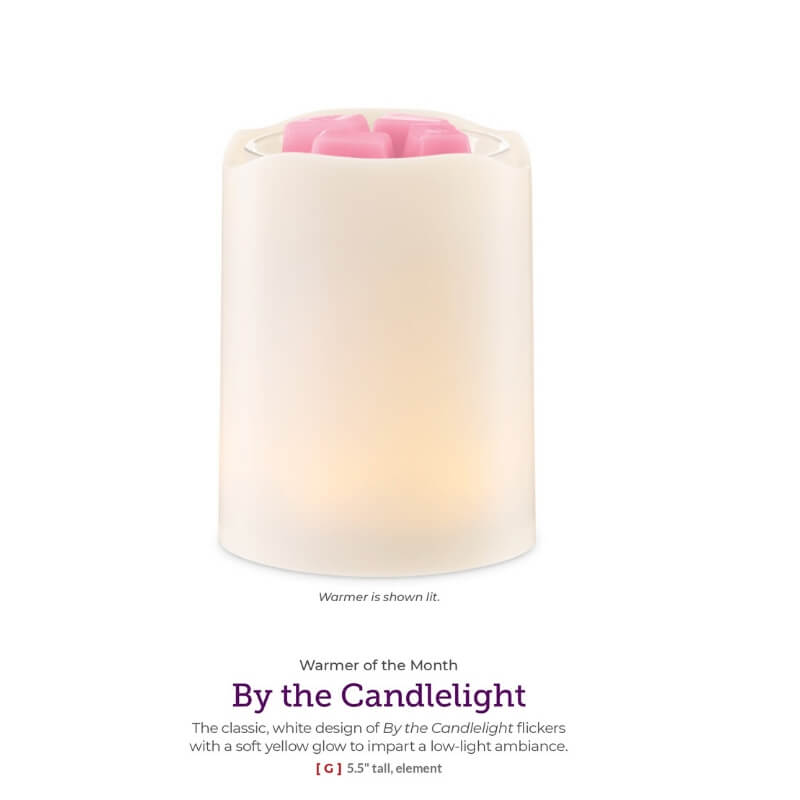 SCENTSY FEBRUARY 2020 WARMER & SCENT OF THE MONTH - BY THE CANDLELIGHT WARMER & STRAWBERRY ROSE