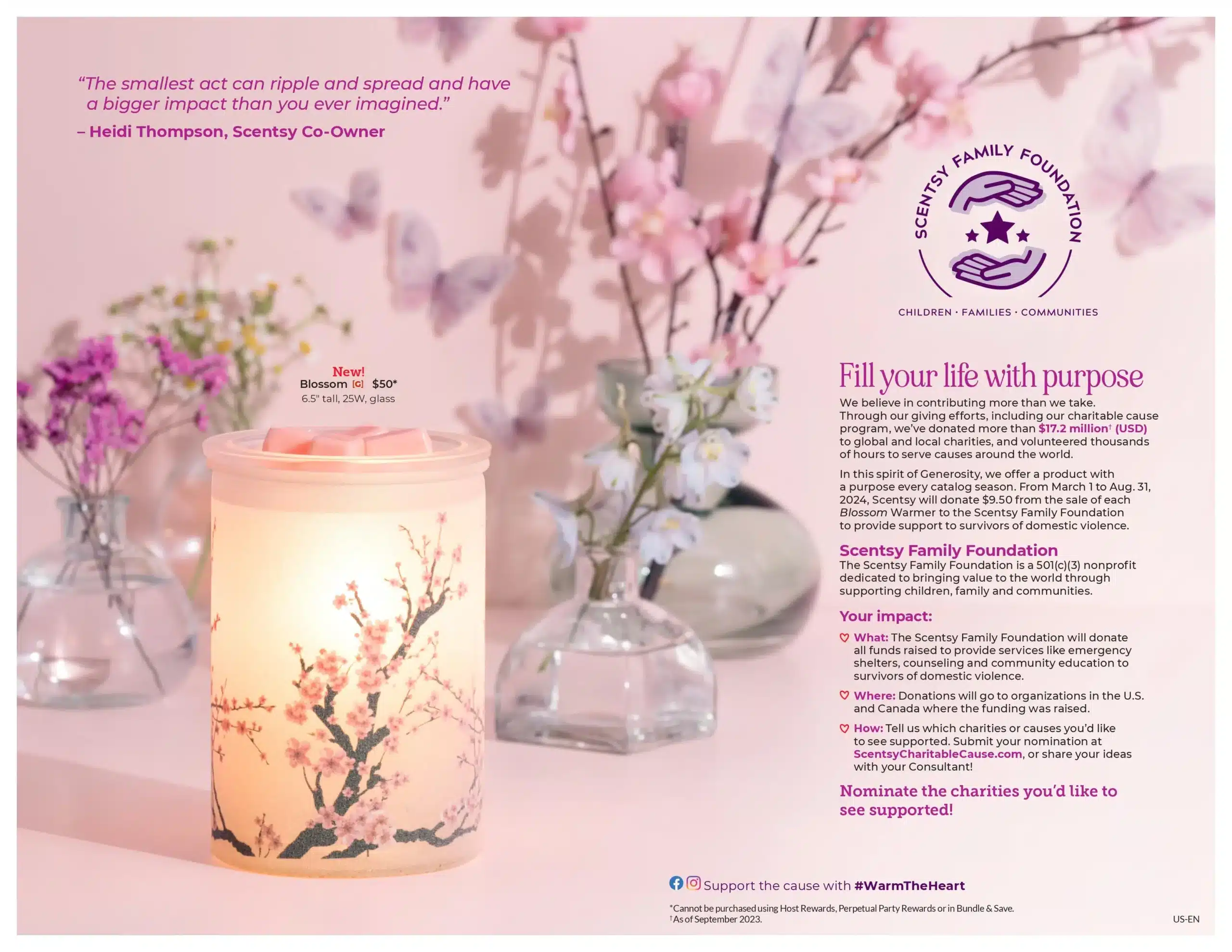 NEW! Cherry Blossom Scentsy Warmer | Spring 2024 Charitable Cause