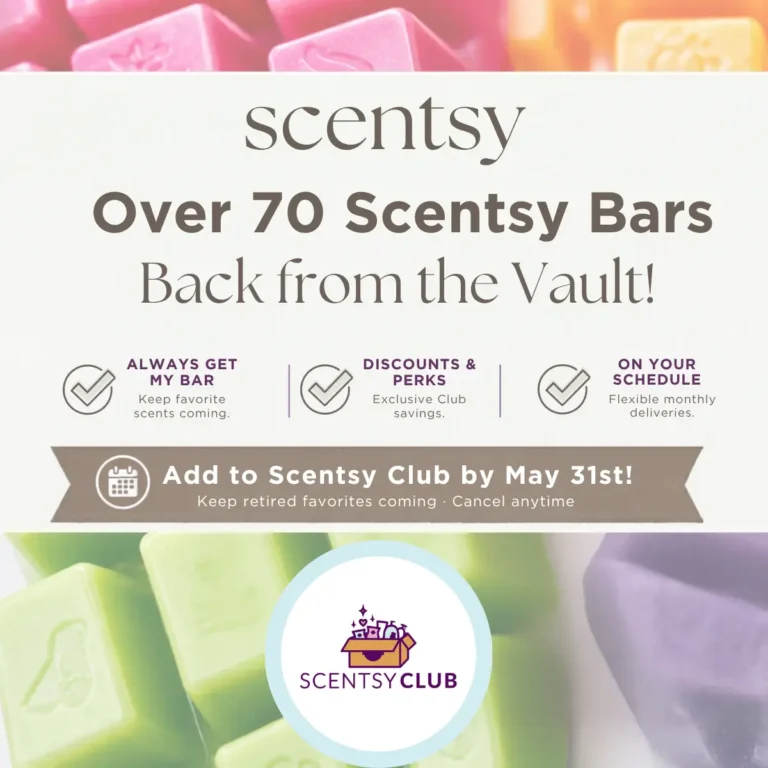 70 Scentsy Bars out of the vault for Always Get My Bar - Add to Club through May 2026