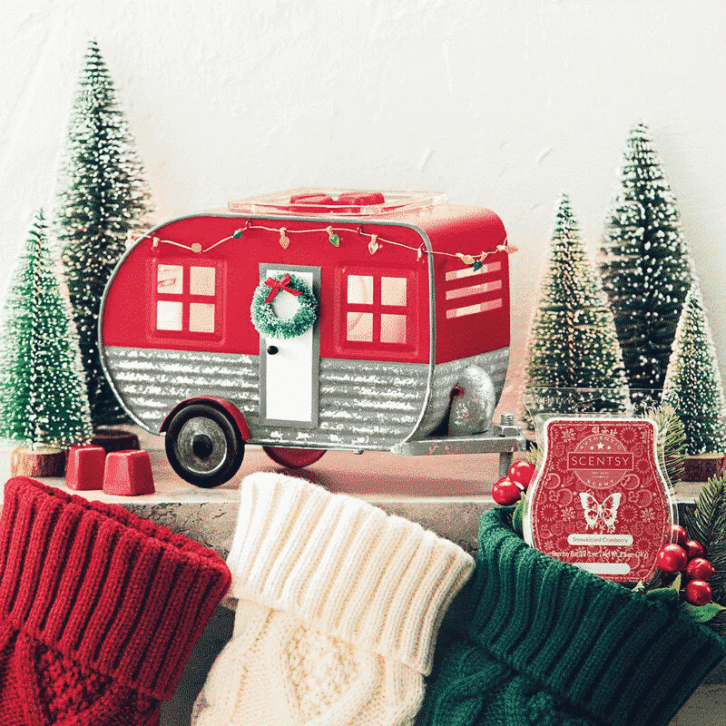 CHRISTMAS CAMPER WARMER & SNOWKISSED CRANBERRY SCENTSY BAR