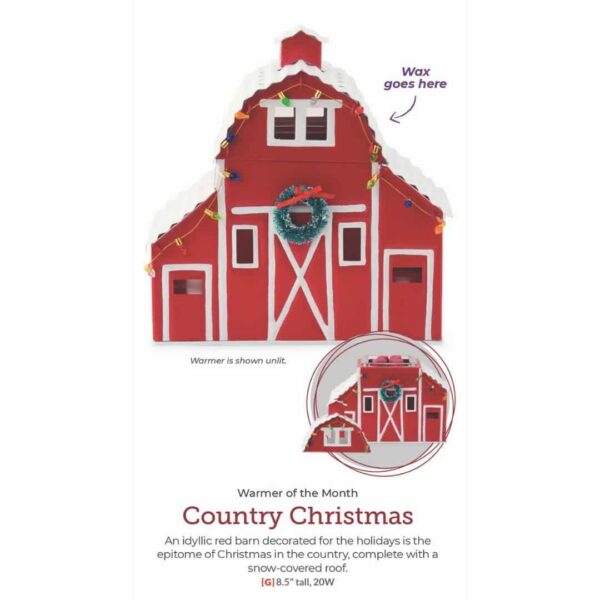 COUNTRY CHRISTMAS SCENTSY WARMER SHOWN WITH TOP OFF