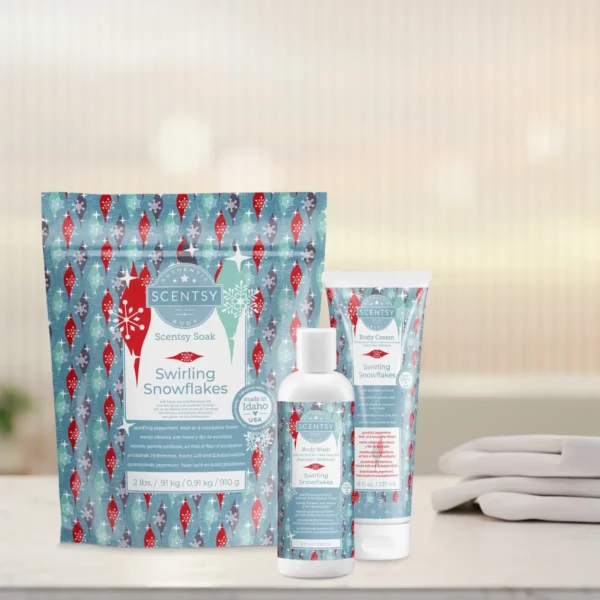 Swirling Snowflakes Scentsy Bath Soak & Body Care Bundle