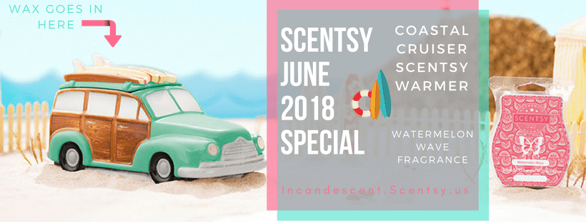 SCENTSY JUNE 2018 WARMER & SCENT OF THE MONTH - COASTAL CRUISER SCENTSY WARMER & WATERMELON WAVE SCENTSY FRAGRANCE