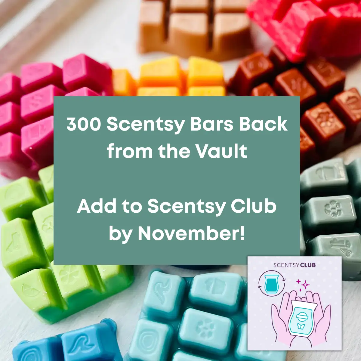300 Scentsy Bars Out Of The Vault For Always Get My Bar - Add To Club Through November 2025 300 Scentsy Bars out of the vault for Always Get My Bar - Add to Club through November 2025