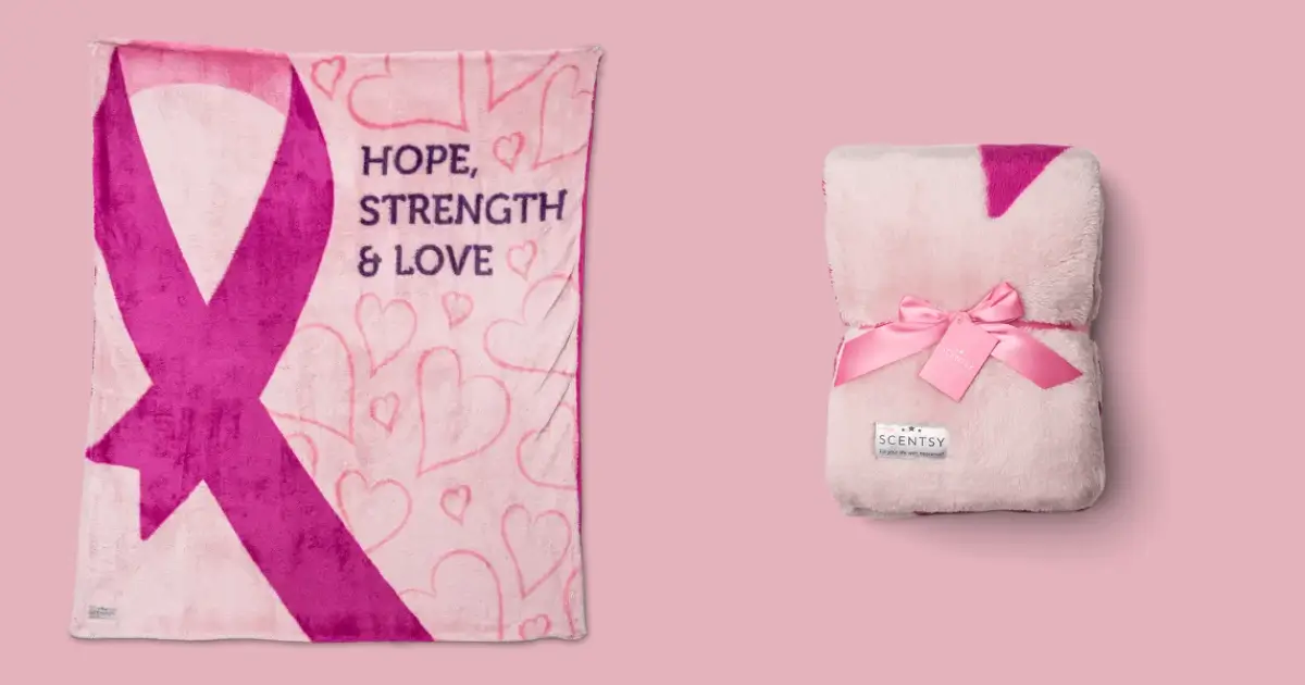 Scentsy Cozy Pink Ribbon Blanket for Breast Cancer Awareness