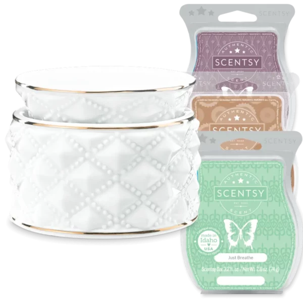 Diamond Milk Glass Scentsy Warmer Bundle