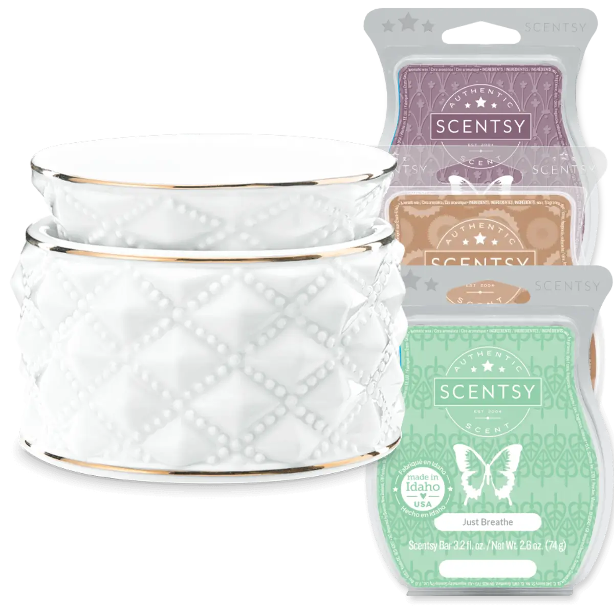 Diamond Milk Glass Scentsy Warmer Bundle