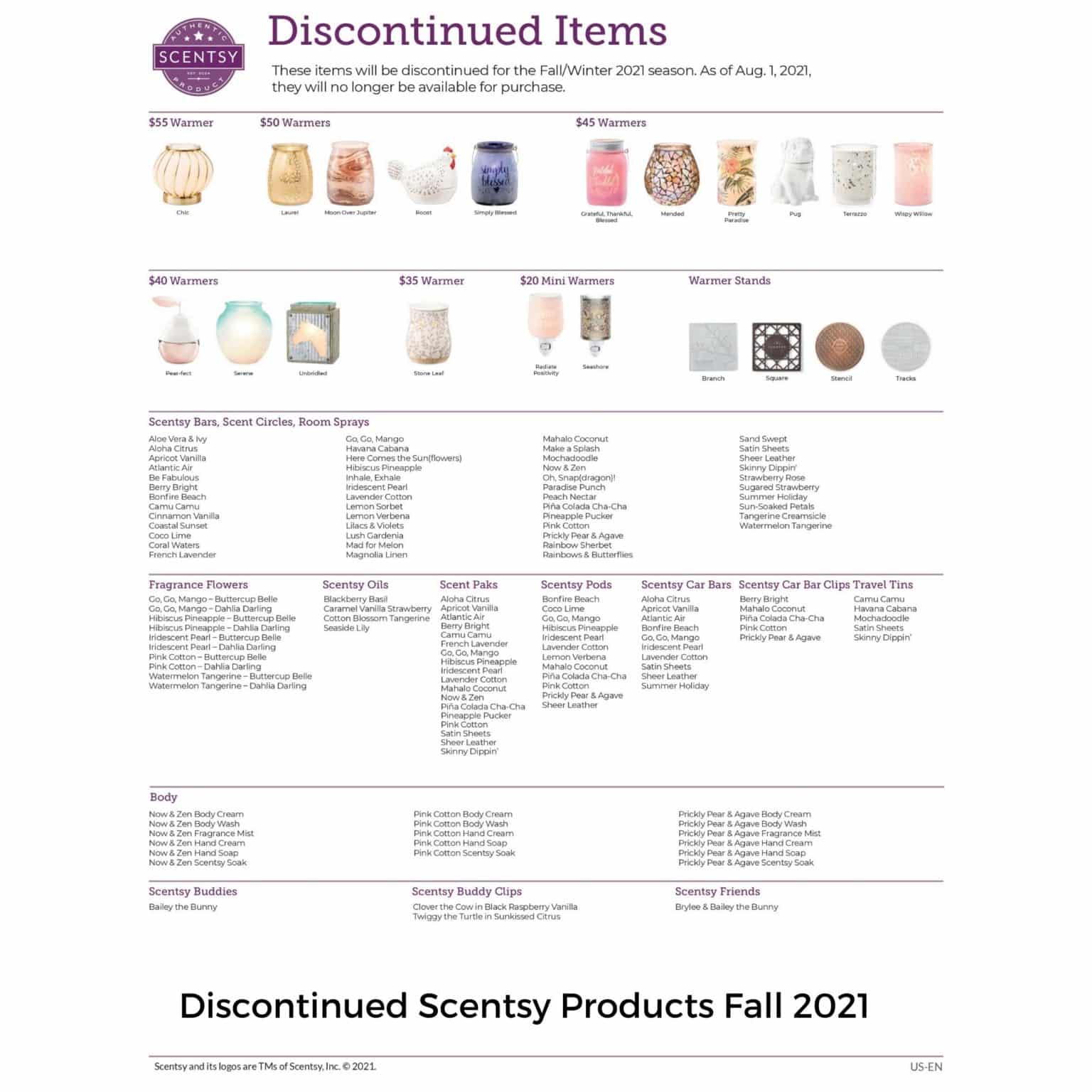 Scentsy Discontinued Product List Fall 2021 Incandescent.Scentsy.us